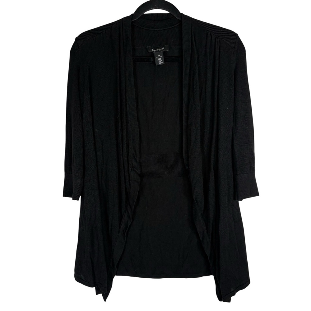 WHBM Womens XS Black Knit Sweater Draped Open Front Stretchy Business Office